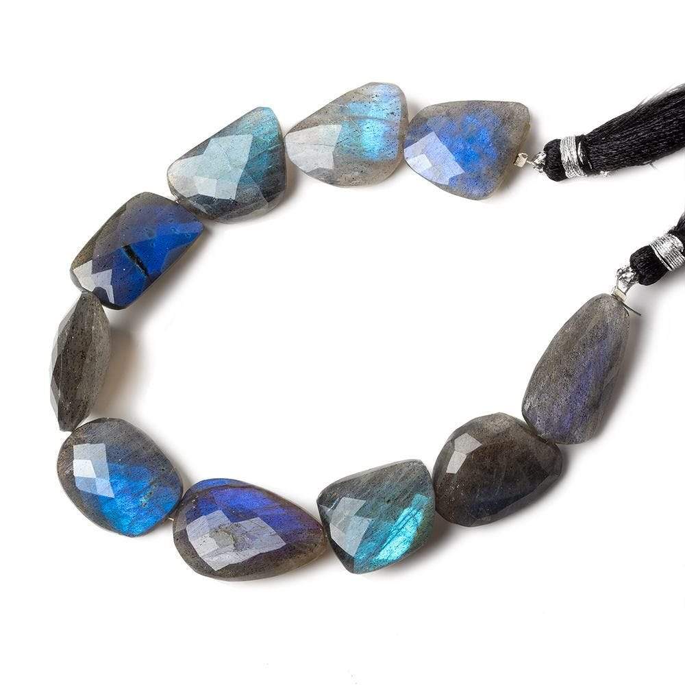 18x13-22x14mm Black Labradorite straight drill faceted nuggets 7.5 inch 7 beads