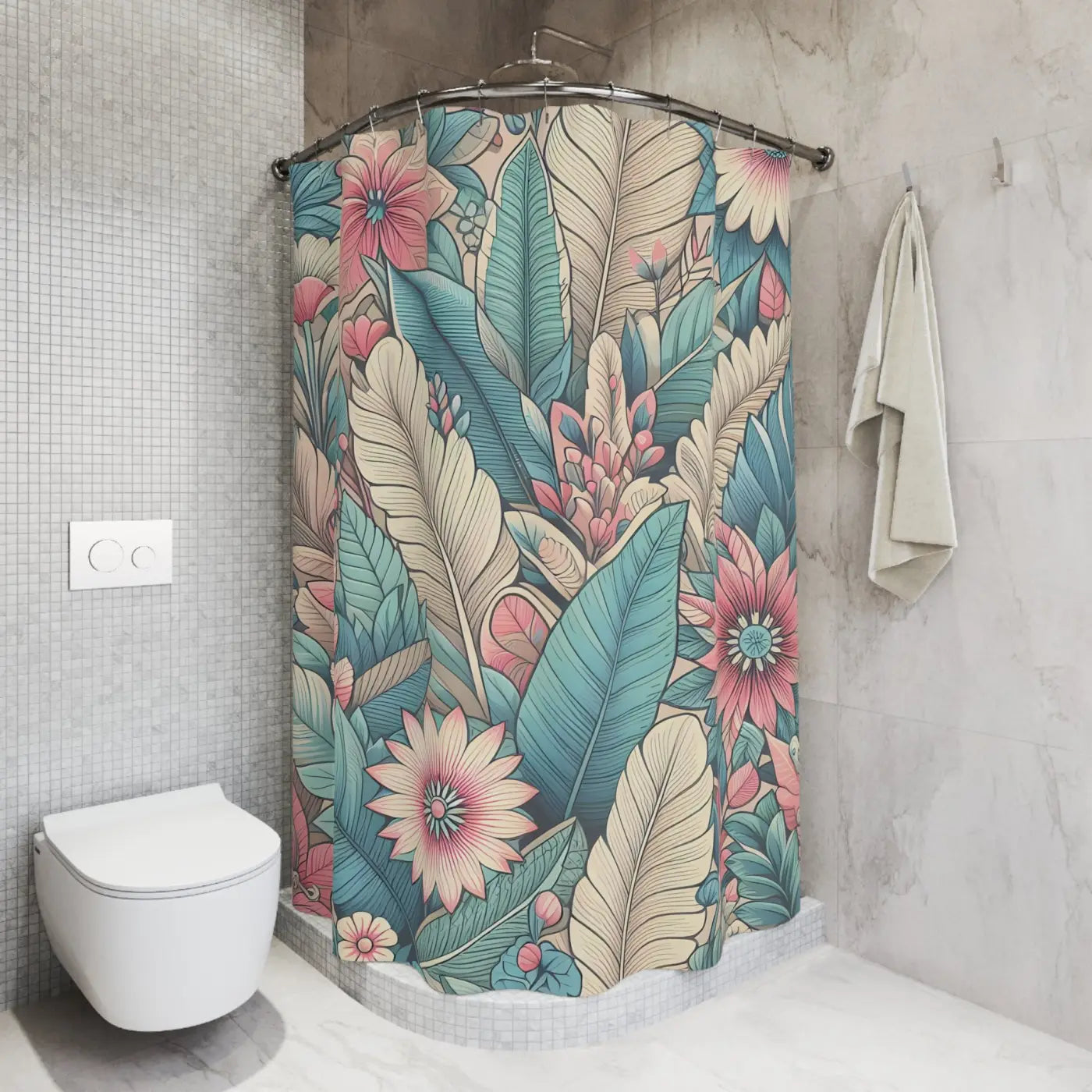 Floral Shower Curtain – Tropical Botanical Decor - Dipaliz