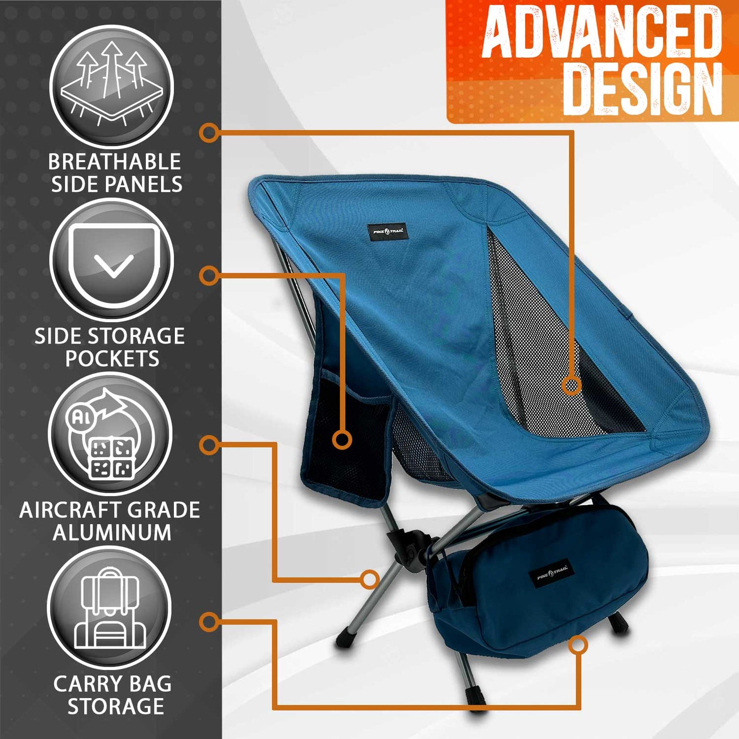 Pike Trail Ultralight Compact Outdoor Camping Tailgate Festival Beach Chair