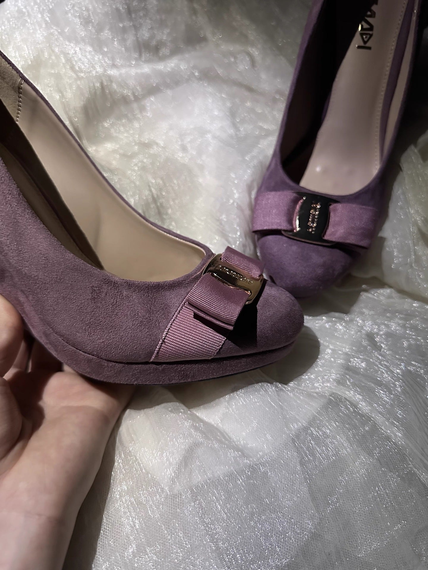 Vintage Suede Wedge Heels with Buckle