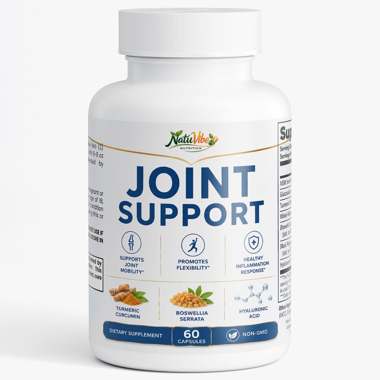 Joint Support Supplement with Turmeric Curcumin, Boswellia, MSM & Glucosamine – Flexibility, Mobility & Inflammation Support | 60 Caps