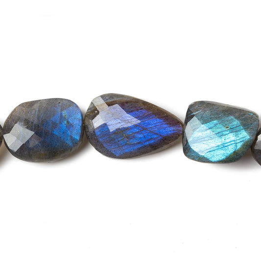18x13-22x14mm Black Labradorite straight drill faceted nuggets 7.5 inch 7 beads