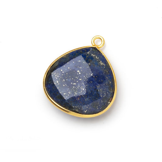 21mm Vermeil Bezel Lapis Lazuli Faceted Heart Pendant 1 piece