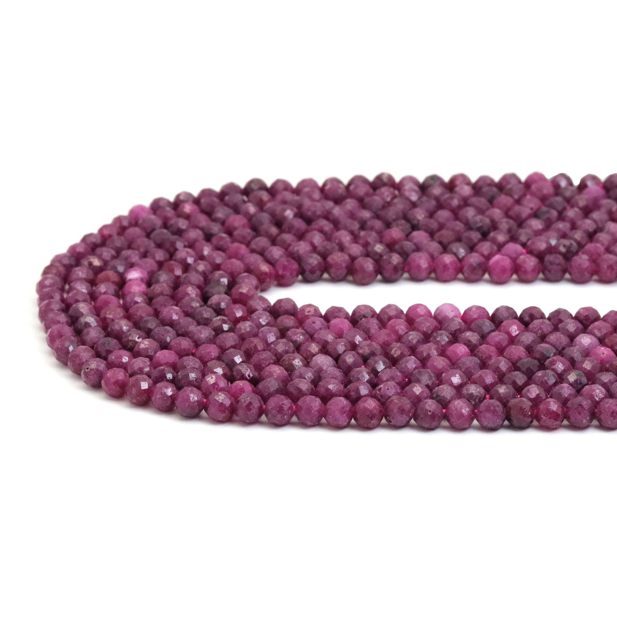Genuine Ruby Fine Cut Round Beads, Sku#U1885