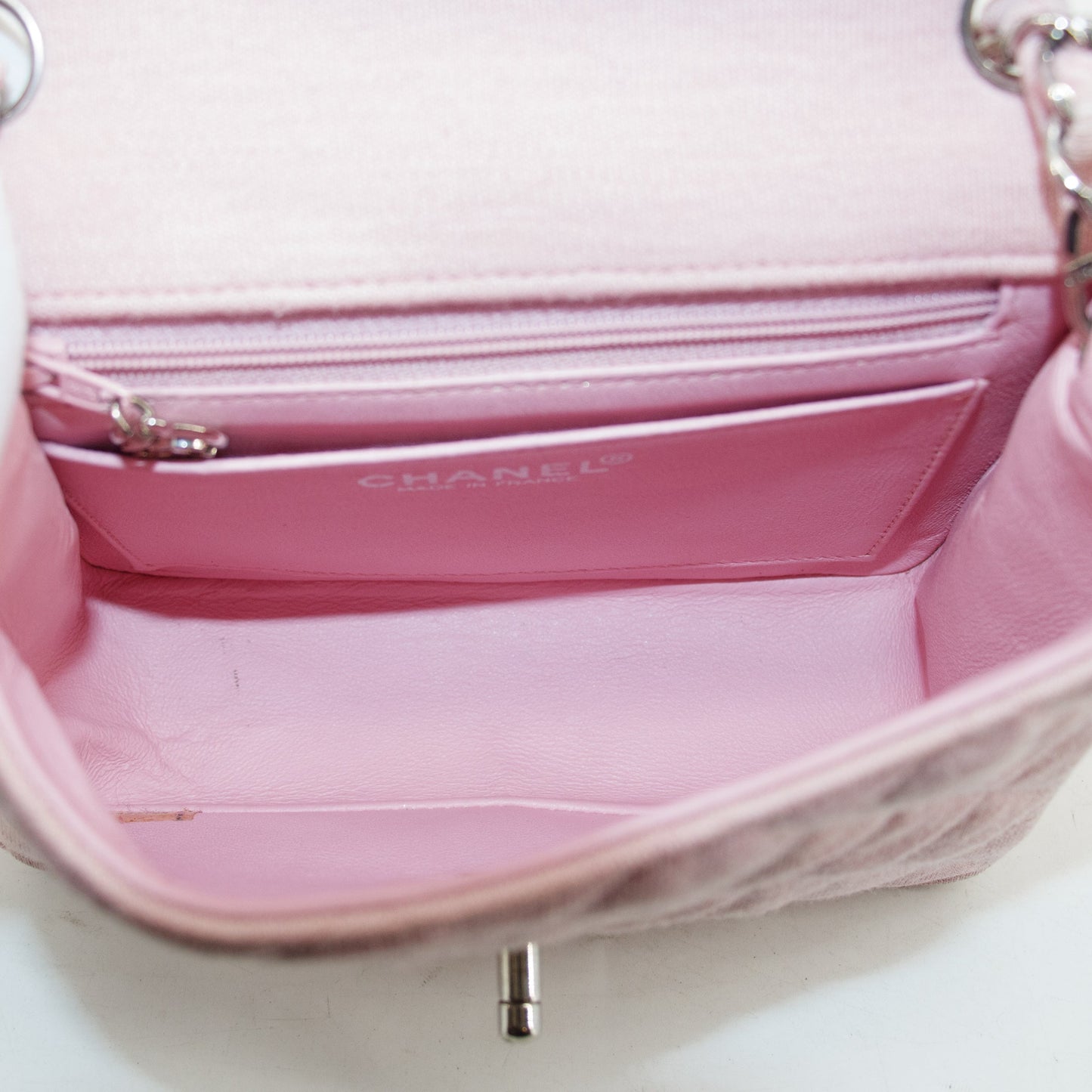 Chanel Small Single Flap Pink Cotton Shoulder Bag #4796