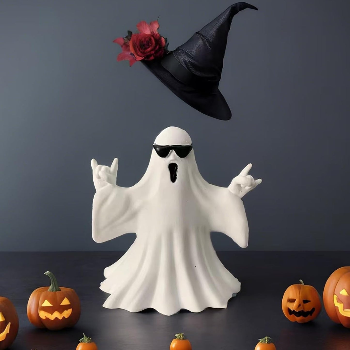 Halloween Ghost Figurine - Spooky Resin Ghost Statue, Cute Ghost Decor for Halloween Decorations, Porch and Indoor Spooky Home Decor (Ghost (1 Figurine))