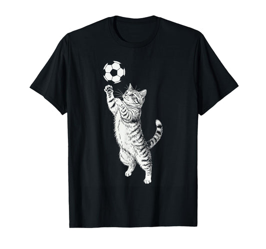 Black And White Tabby Cat Kitten Playing T-Shirt - Trendy Graphic Unisex