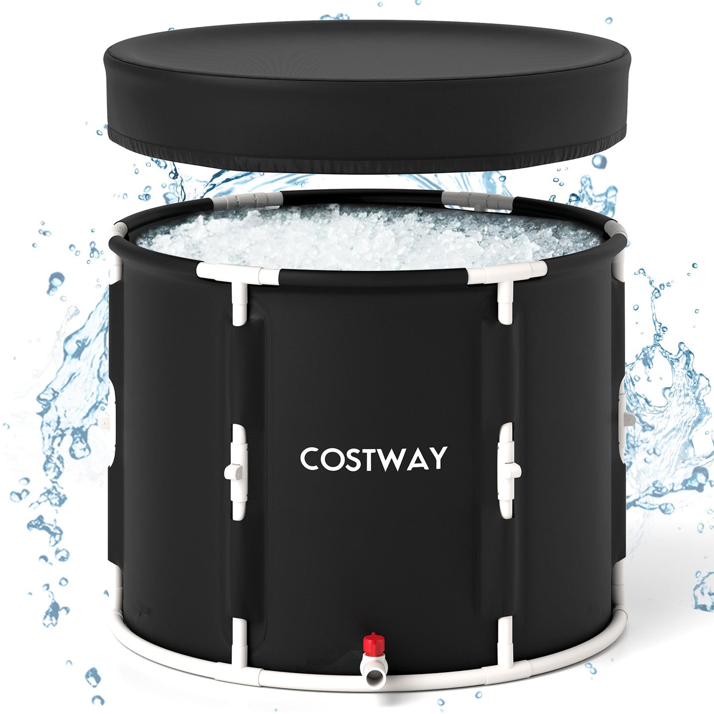 66 Gal Foldable Ice Bath Tub with Lid for Adult