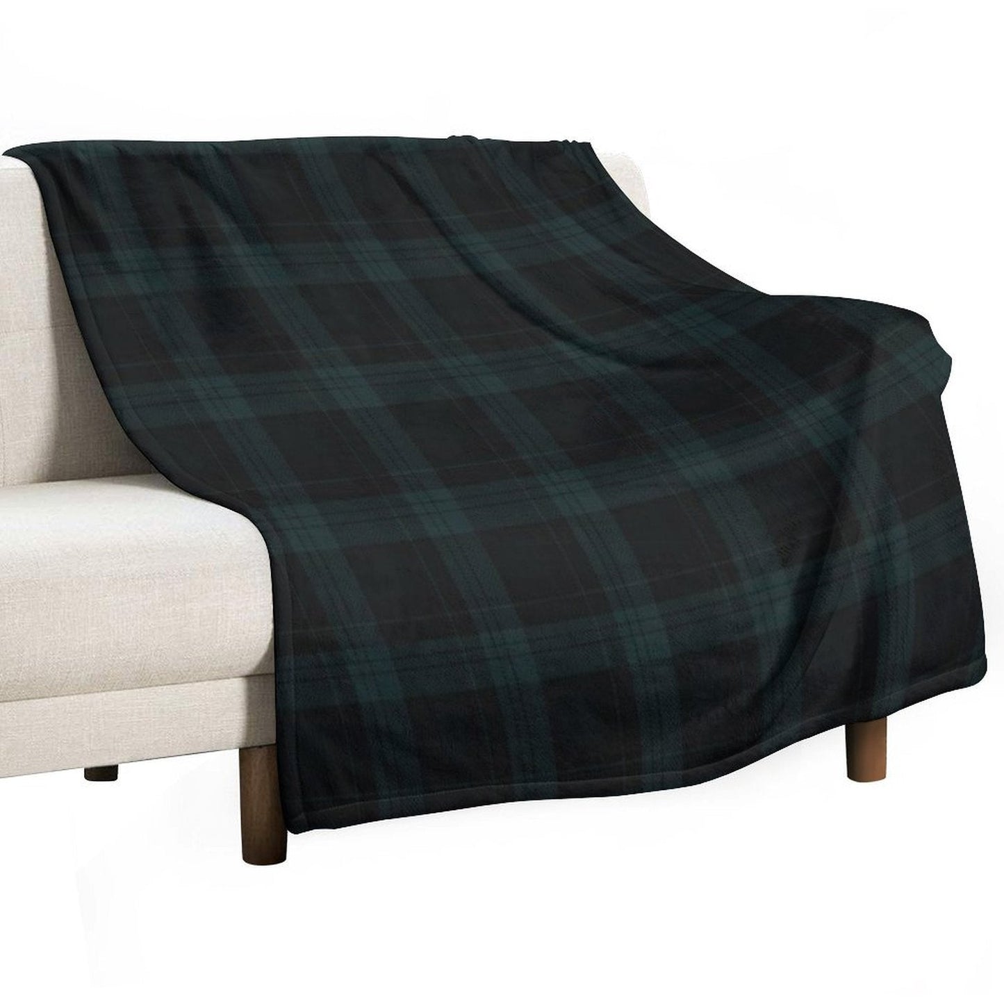 Dark Hunter Green And Deep Charcoal Tartan Plaid Throw Blanket