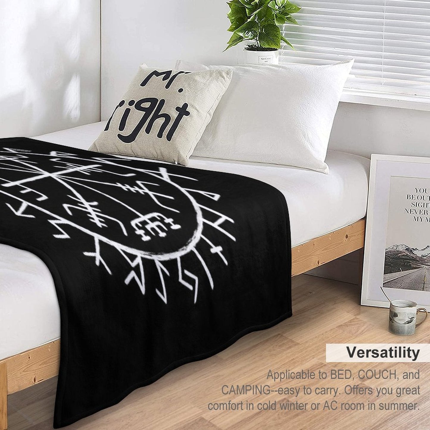 Nordic Mythology Rune Circle Throw Blanket
