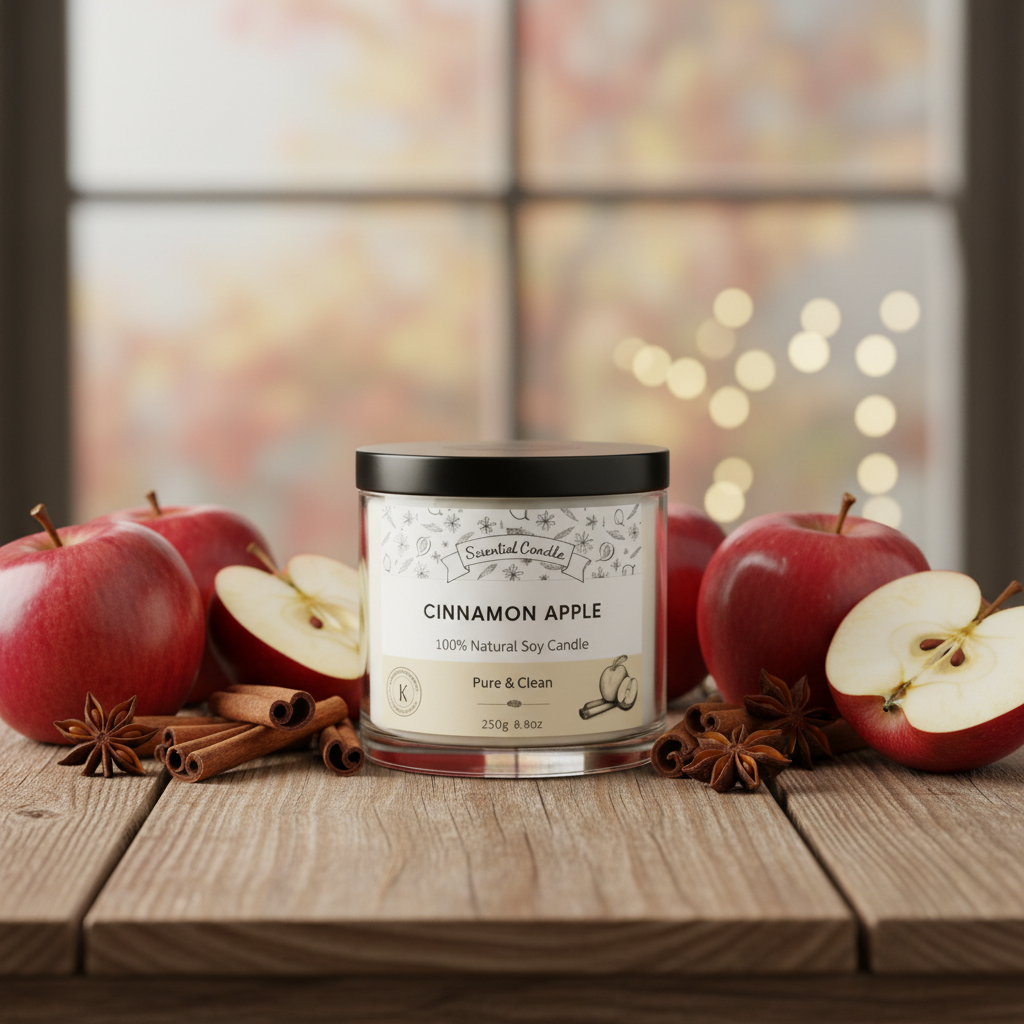 Cinnamon Apple Candle - Scented Soy Candle for Home & Gifts