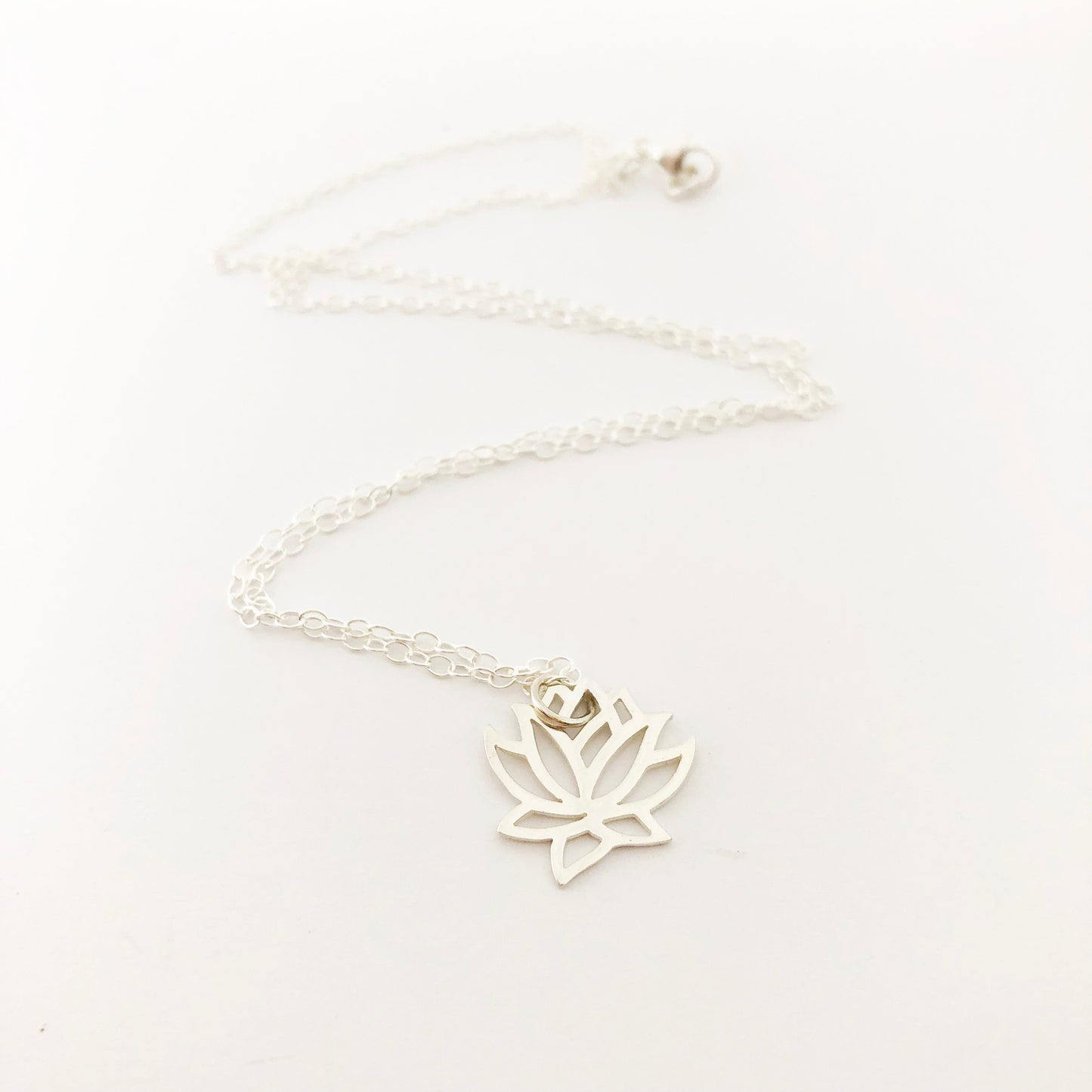 Lotus Flower Charm Necklace - Sterling Silver Jewelry