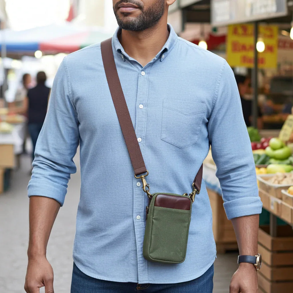 Waxed Canvas Phone Case Wallet – Maxwell Crossbody Phone Pouch