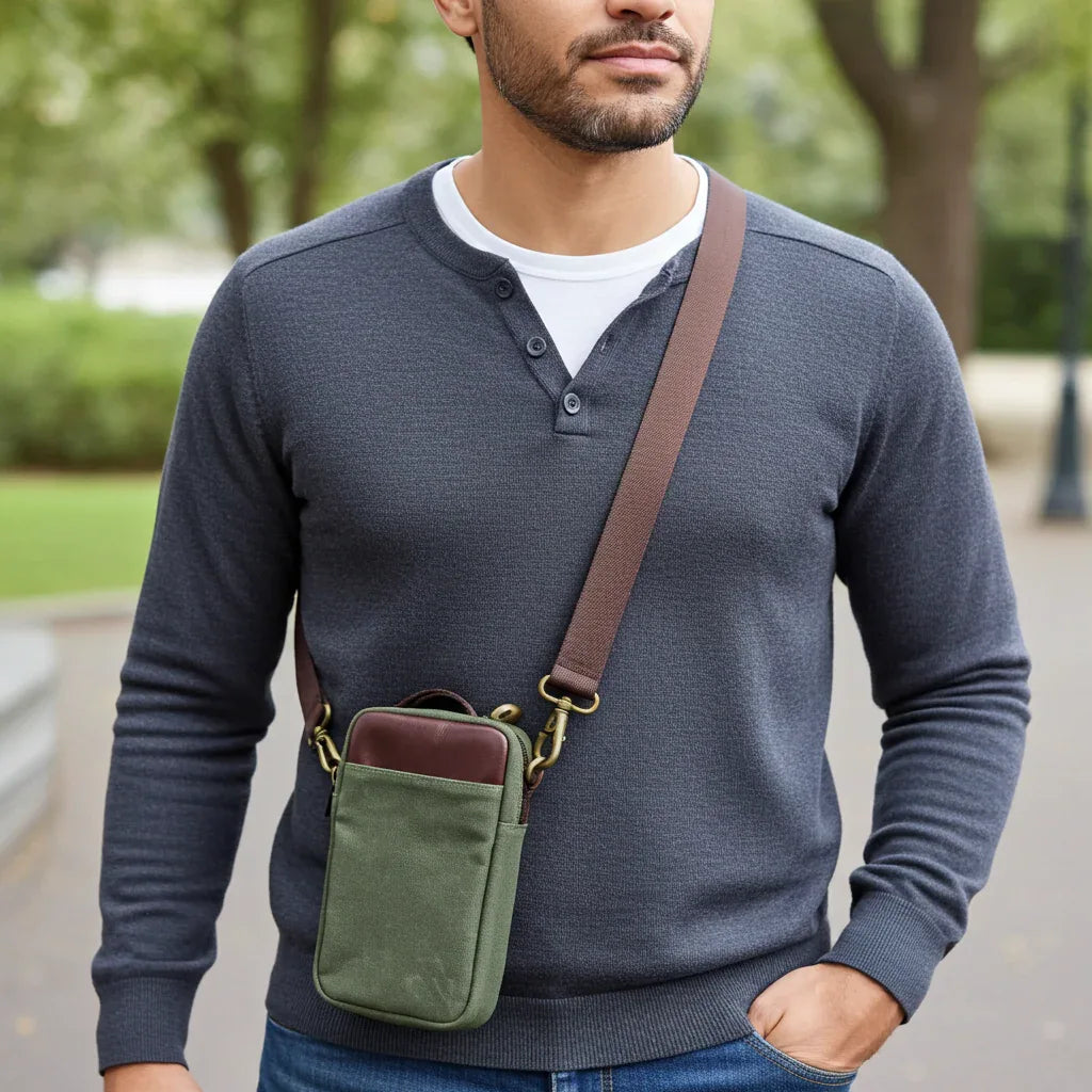Waxed Canvas Phone Case Wallet – Maxwell Crossbody Phone Pouch