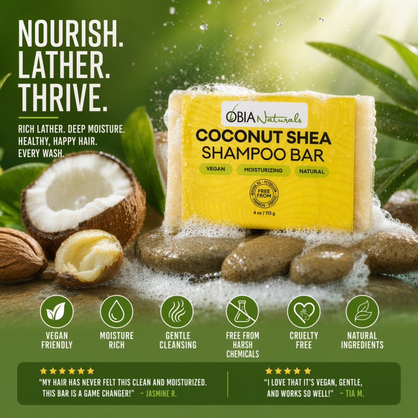 Coconut Shea Shampoo Bar — Sulfate-Free Shampoo for Curly Hair