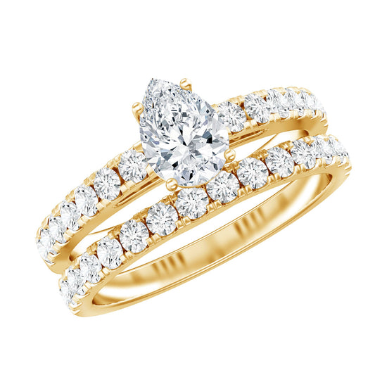 Certified Lab Grown Diamond Engagement Ring With Wedding Band