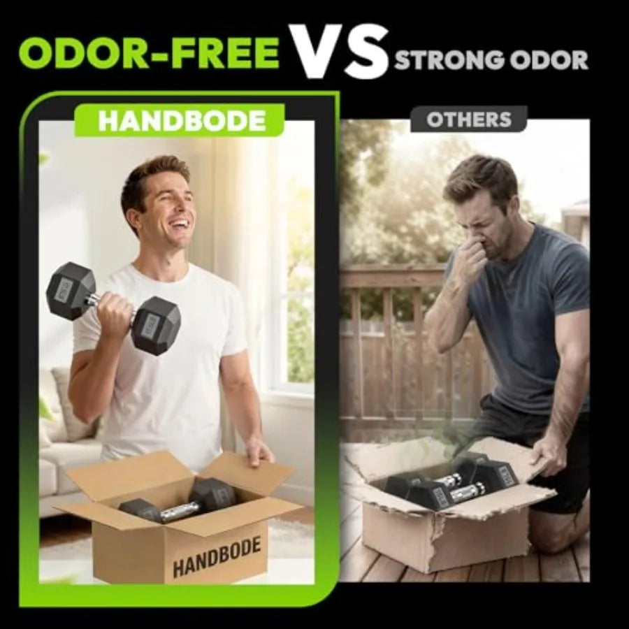Rubber Coated Hex Dumbbell Set With A Frame Rack And Ergonomic Handles