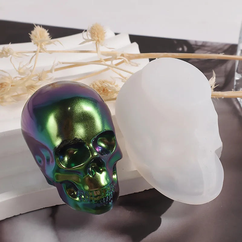 Skeleton Head Epoxy Resin Mold Halloween Candle Making Keychain Pendants Skull Shape Pendants Epoxy Silicone Molds Jewel Making