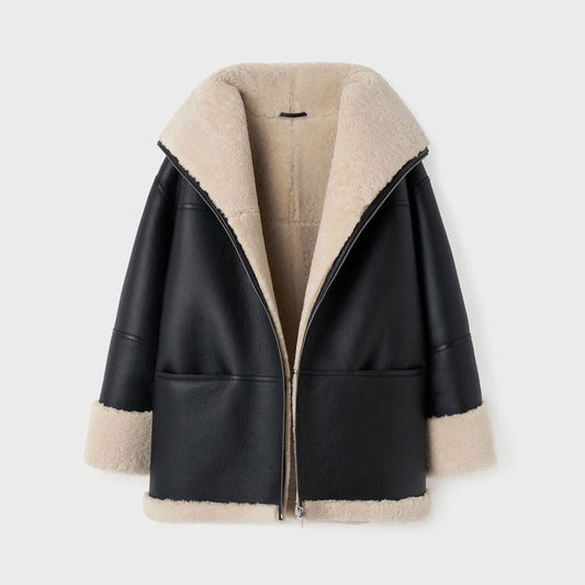 Women’s B3 RAF Aviator Styled Sheepskin Shearling Leather Jacket