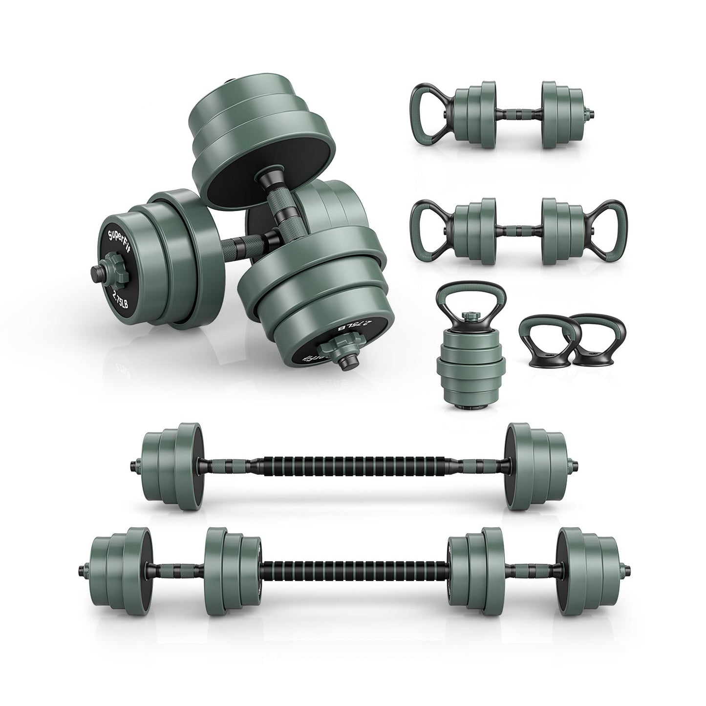 Adjustable Weight Dumbbell Set with Connector-Black & Gray