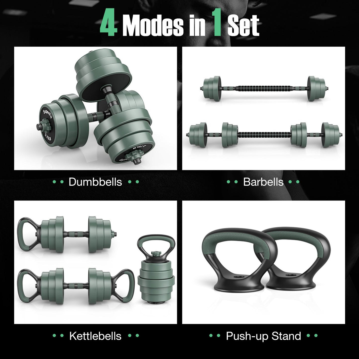 Adjustable Weight Dumbbell Set with Connector-Black & Gray