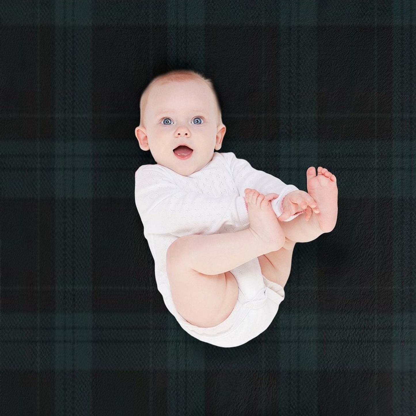 Dark Hunter Green And Deep Charcoal Tartan Plaid Throw Blanket