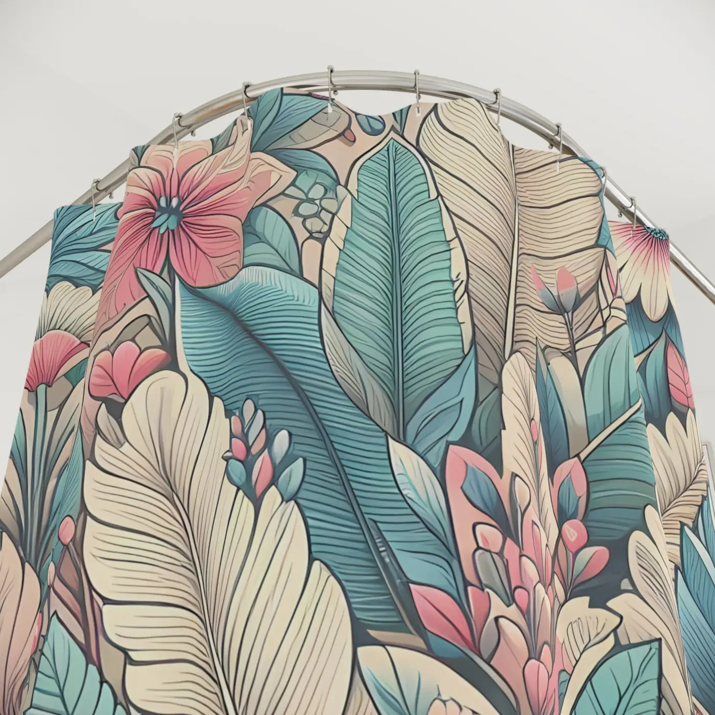 Floral Shower Curtain – Tropical Botanical Decor - Dipaliz
