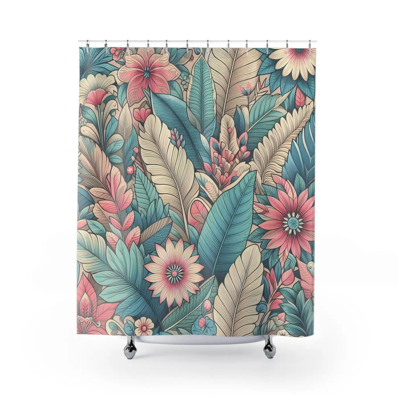 Floral Shower Curtain – Tropical Botanical Decor - Dipaliz