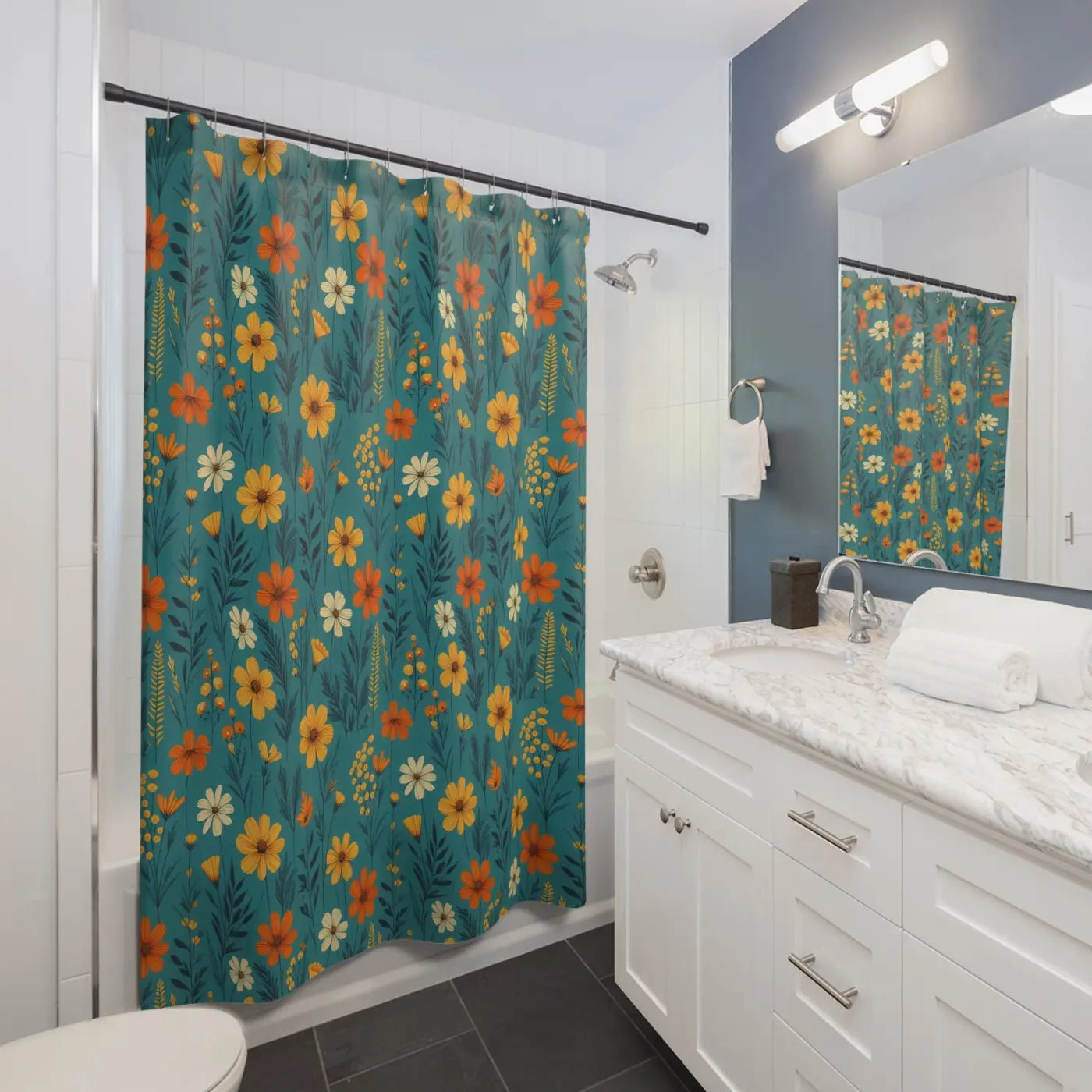 Wild Flowers Floral Shower Curtain Polyester - Dipaliz